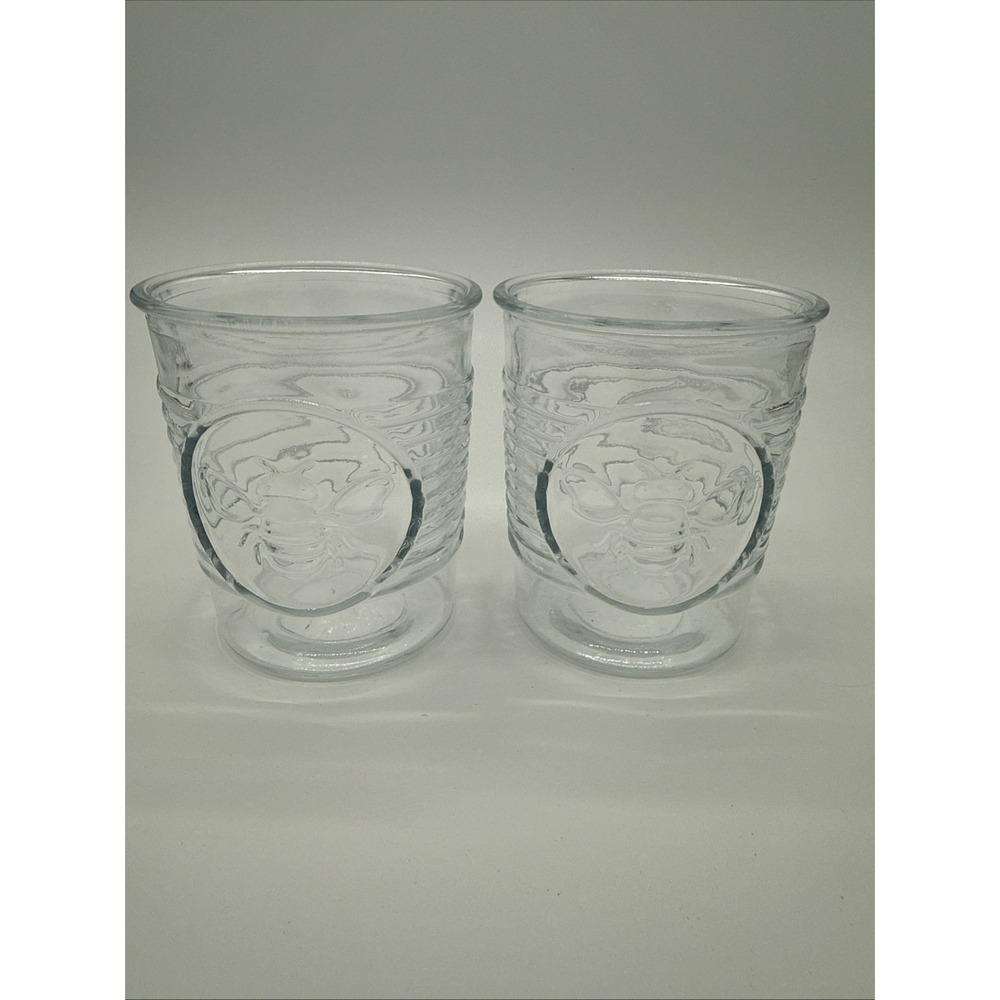 Set‎ of 2 Honey Bee Clear Bumble Mason Drinking Glasses
